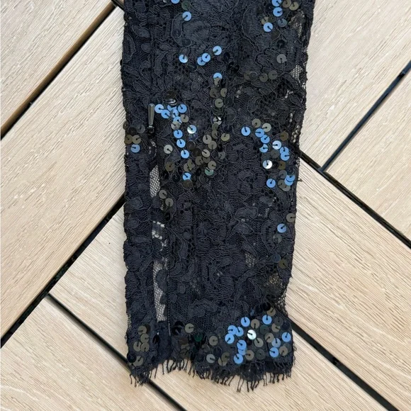 Bob Mackie boutique green black maxi gown dress with floral lace top